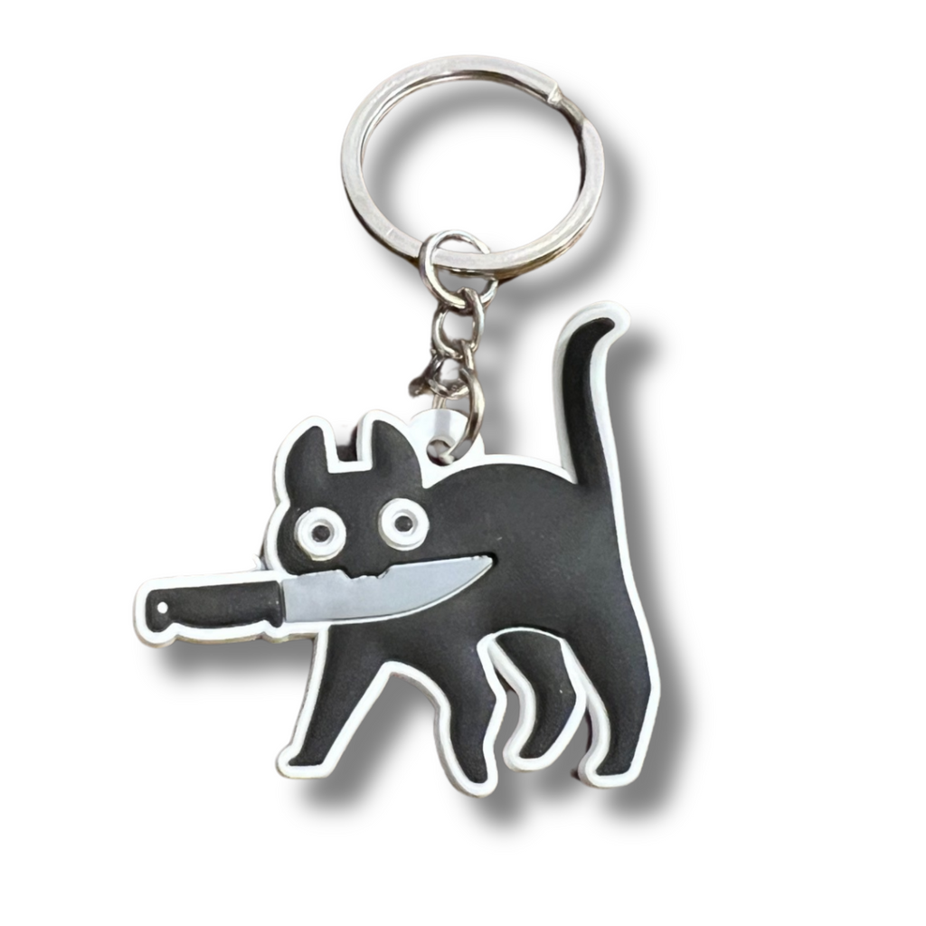 Silicone Keychain Stabby Cat Buffalovely