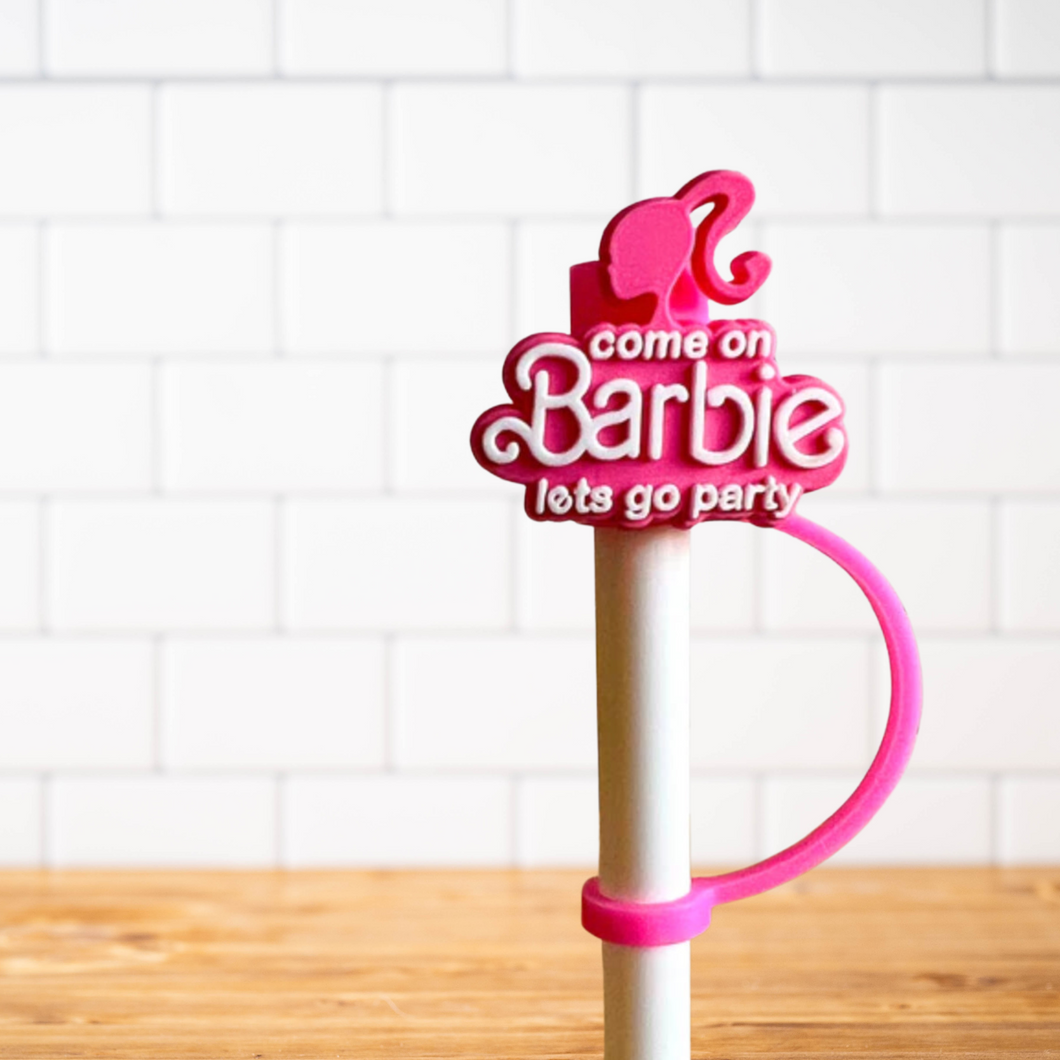 Silicone Straw Topper- Barbie