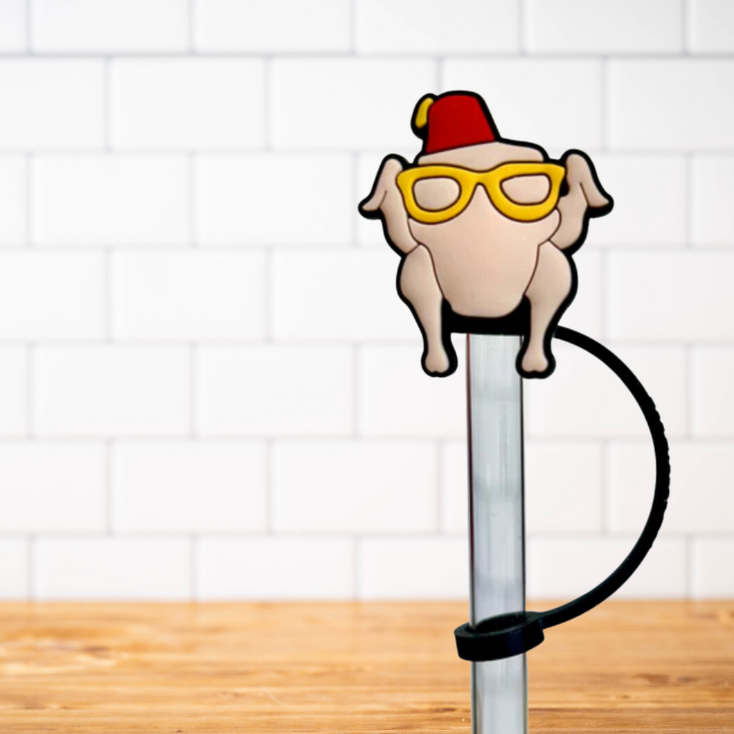 Silicone Straw Topper- Friends Turkey with Sunglasses