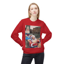 Santa Selfie with Shark Girl Unisex Cozy Crewneck Sweatshirt