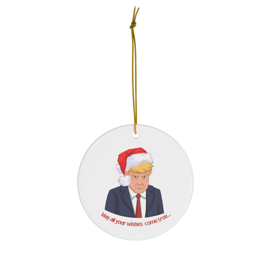 Trump Mugshot Christmas Wish Ceramic Ornament