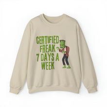 Certified Freak, Seven Days a Week Frankenstein Unisex Heavy Blend Crewneck Sweatshirt