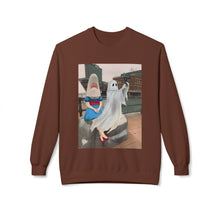 Shark Girl Selfie Buffalo Ghost Crewneck Sweatshirt, Cozy Fall Fashion, Halloween Apparel, Spooky Gift, Unisex Casual Wear