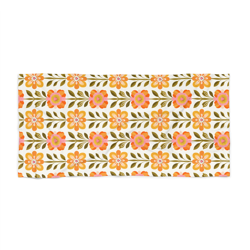 Vintage Floral Patterned Beach Towel