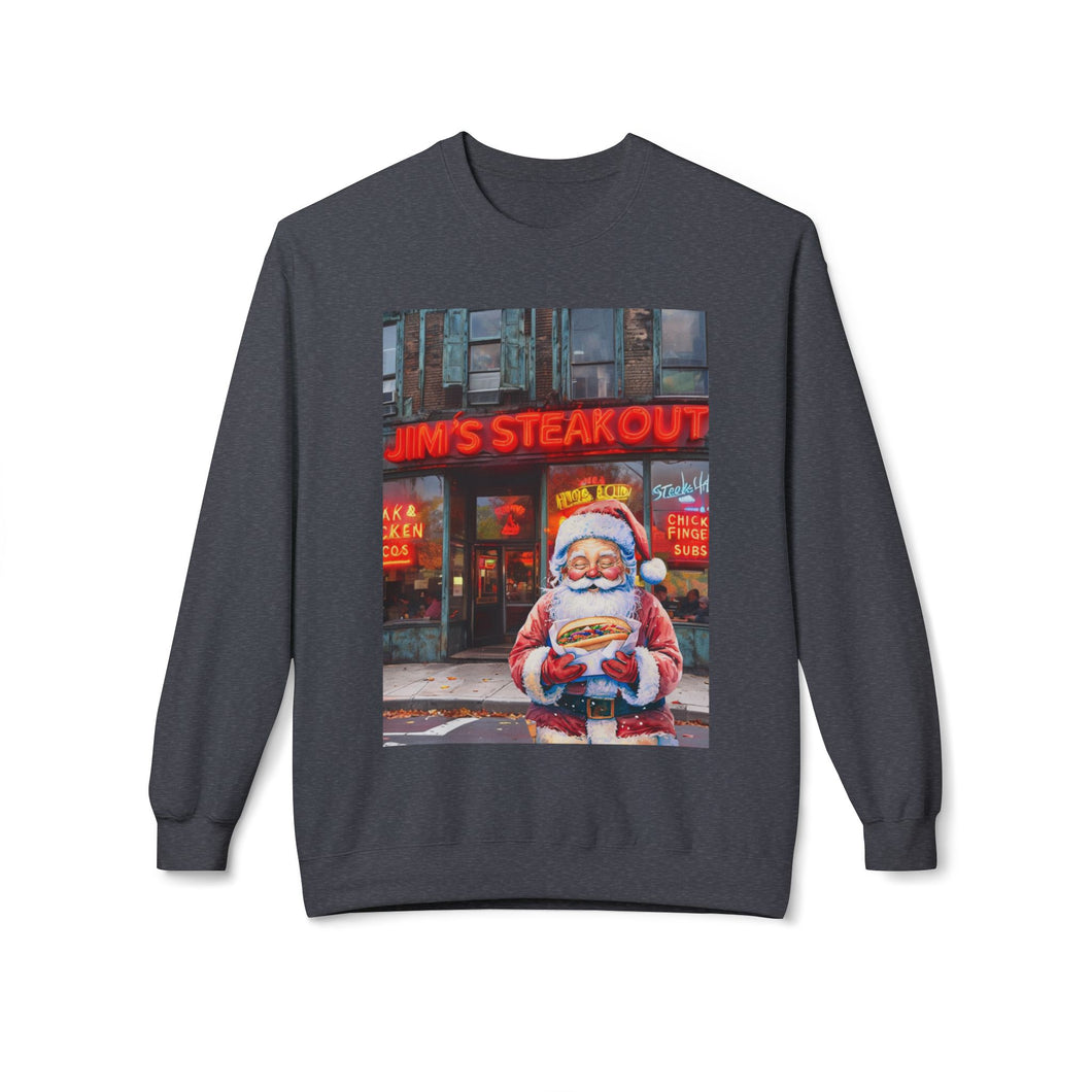 Santa with a Hoagie at Jim's Steakout Unisex Cozy Crewneck Sweatshirt