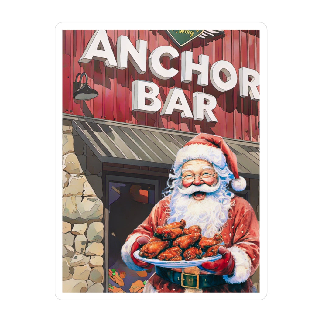 Santa with Wings at the Anchor Bar Waterproof Sticker