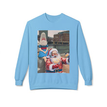 Santa Selfie with Shark Girl Unisex Cozy Crewneck Sweatshirt