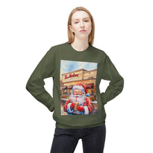 Santa with an Iced Coffee at Tim Horton's Cozy Unisex Christmas Crewneck Sweatshirt