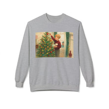 Kevin Decorating His Tree Cozy Unisex Christmas Crewneck Sweatshirt