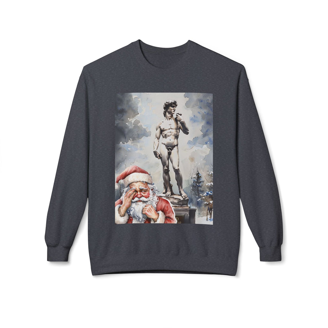 Santa Feeling Bashful with David Cozy Unisex Christmas Crewneck Sweatshirt