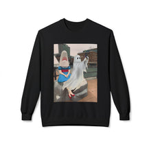 Shark Girl Selfie Buffalo Ghost Crewneck Sweatshirt, Cozy Fall Fashion, Halloween Apparel, Spooky Gift, Unisex Casual Wear