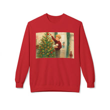 Kevin Decorating His Tree Cozy Unisex Christmas Crewneck Sweatshirt