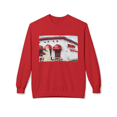 Duffs Chicken Wings Buffalo Ghost Crewneck Sweatshirt, Cozy Fall Fashion, Halloween Apparel, Spooky Gift, Unisex Casual Wear