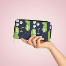 Golf Ball, Flag and Golf Green Patterned Faux Leather Zipper Wallet