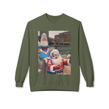 Santa Selfie with Shark Girl Unisex Cozy Crewneck Sweatshirt