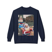 Santa Selfie with Shark Girl Unisex Cozy Crewneck Sweatshirt