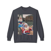 Santa Selfie with Shark Girl Unisex Cozy Crewneck Sweatshirt