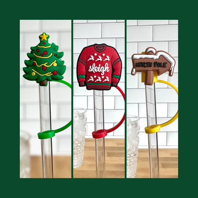 Christmas Silicone Straw Toppers