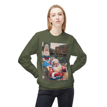 Santa Selfie with Shark Girl Unisex Cozy Crewneck Sweatshirt