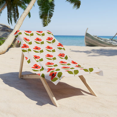 Pretty Poppy Floral Patterned Beach Towel