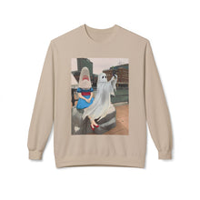 Shark Girl Selfie Buffalo Ghost Crewneck Sweatshirt, Cozy Fall Fashion, Halloween Apparel, Spooky Gift, Unisex Casual Wear