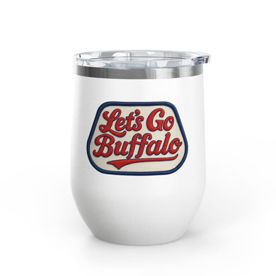 Buffalo Bills Stitched Patch Look Wine Tumbler 12oz Insulated Travel Cup for Wine Lovers, Buffalonians, Bills Fans and Bills Mafia