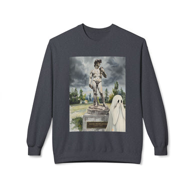 David Statue Shy Buffalo Ghost Crewneck Sweatshirt, Cozy Fall Fashion, Halloween Apparel, Spooky Gift, Unisex Casual Wear
