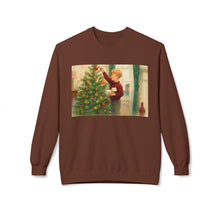 Kevin Decorating His Tree Cozy Unisex Christmas Crewneck Sweatshirt