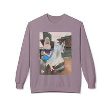 Shark Girl Selfie Buffalo Ghost Crewneck Sweatshirt, Cozy Fall Fashion, Halloween Apparel, Spooky Gift, Unisex Casual Wear
