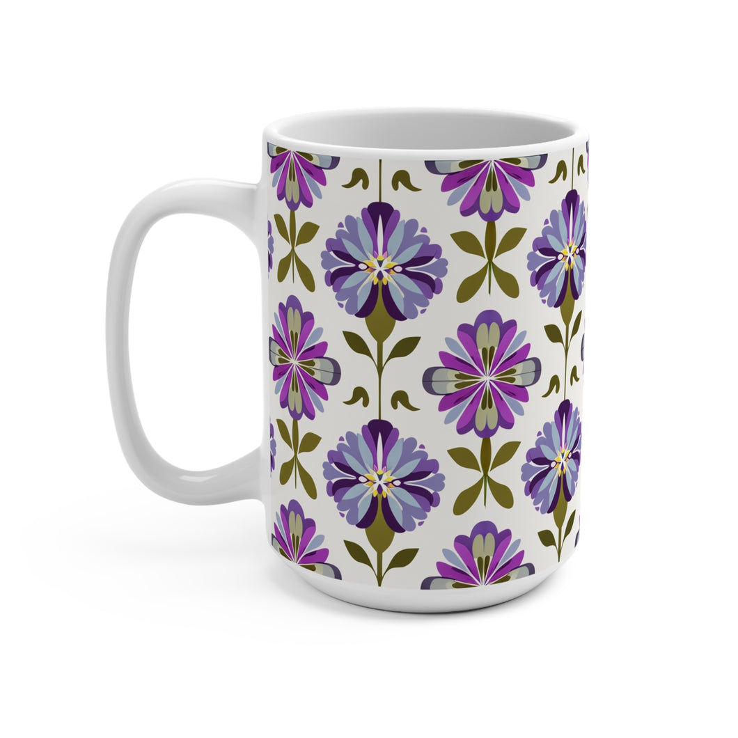 Retro Floral Mug 15oz