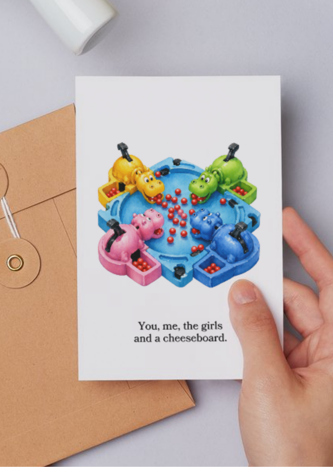 You, Me, the Girls and a Cheeseboard Greeting Card