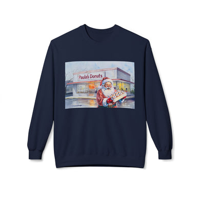 Santa Getting Donuts at Paula's Donuts Unisex Cozy Crewneck Sweatshirt