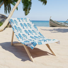 Watercolor Blue Fish Patterned Beach Towel