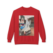 Shark Girl Selfie Buffalo Ghost Crewneck Sweatshirt, Cozy Fall Fashion, Halloween Apparel, Spooky Gift, Unisex Casual Wear