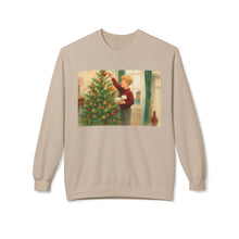 Kevin Decorating His Tree Cozy Unisex Christmas Crewneck Sweatshirt