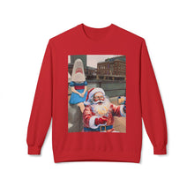 Santa Selfie with Shark Girl Unisex Cozy Crewneck Sweatshirt