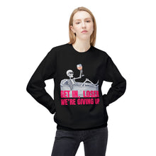 Get In Loser We're Giving Up Mean Girls Ghost Crewneck Sweatshirt, Cozy Fall Fashion, Halloween Apparel, Spooky Gift, Coffin Casual Wear