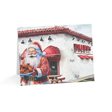 Santa Getting Wings at Duff's Buffalo NY Christmas Greeting Card