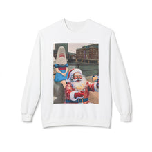 Santa Selfie with Shark Girl Unisex Cozy Crewneck Sweatshirt