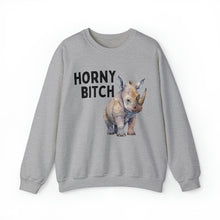 Horny Bitch Rhino Unisex Crewneck Sweatshirt