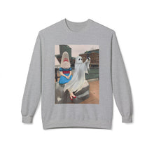 Shark Girl Selfie Buffalo Ghost Crewneck Sweatshirt, Cozy Fall Fashion, Halloween Apparel, Spooky Gift, Unisex Casual Wear