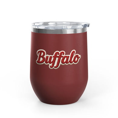 Buffalo Stitched Patch Look Wine Tumbler 12oz Insulated Travel Cup