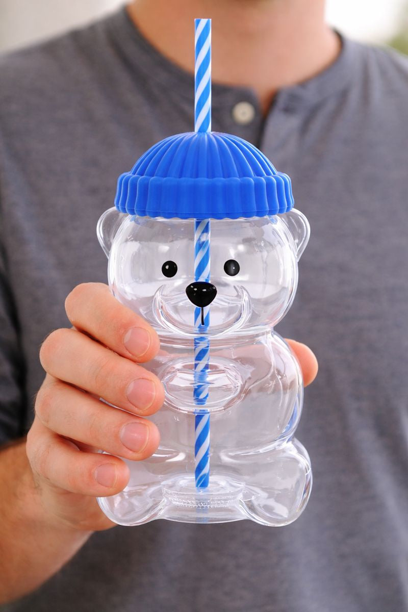 Glass Bear Cup- Blue
