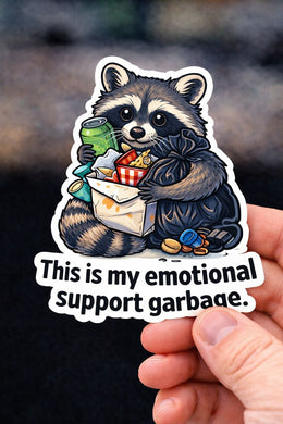 Emotional Support Garbage Raccoon Waterproof Sticker