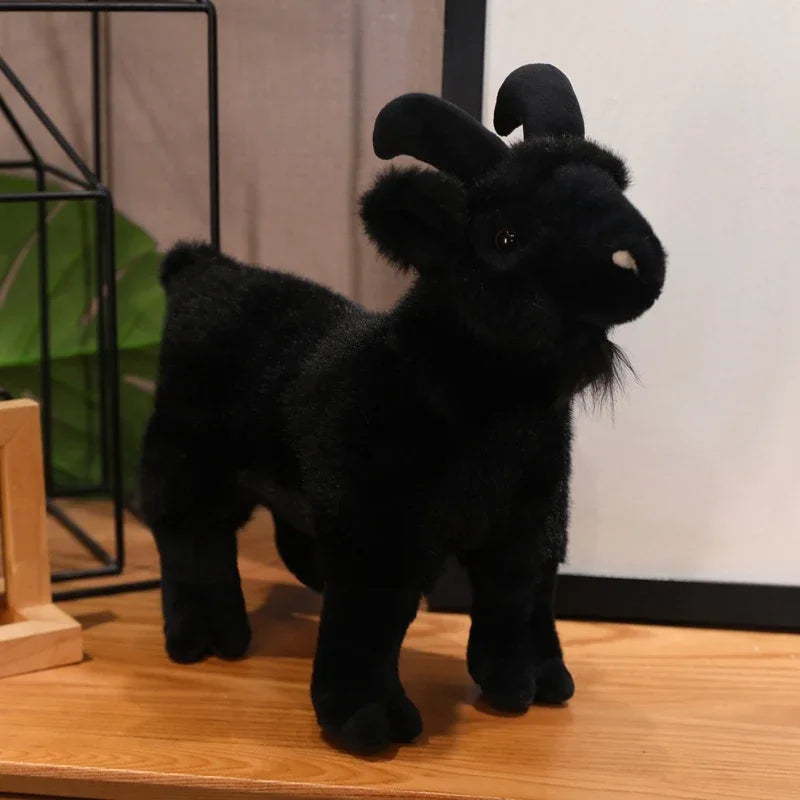Gleeful Goat Plush Stuffed Animal Toys- White and Black