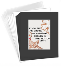 Christmas Matted Print- Dunking Christmas Cookies in Wine- 5x7