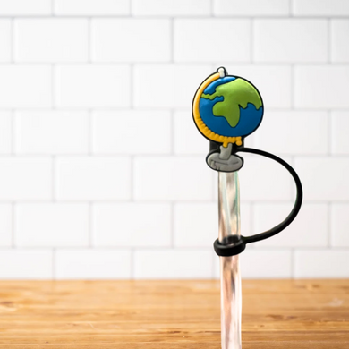 Silicone Straw Topper- Globe