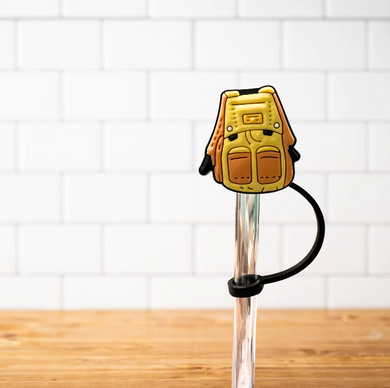 Silicone Straw Topper- School Backpack