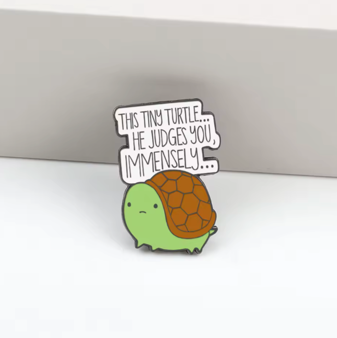 Tiny Judgy Turtle Enamel Pin