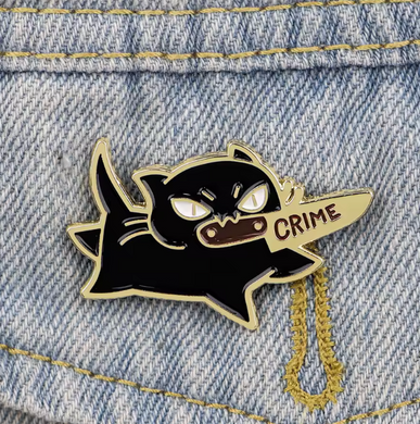 Black Cat Committing Crime Enamel Pin